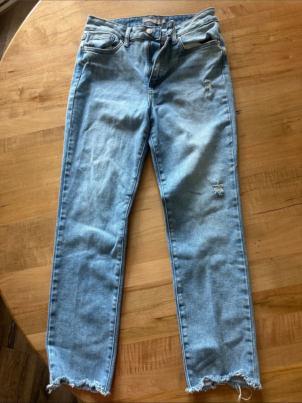 Just USA Light Blue Straight-Leg Distressed Jeans